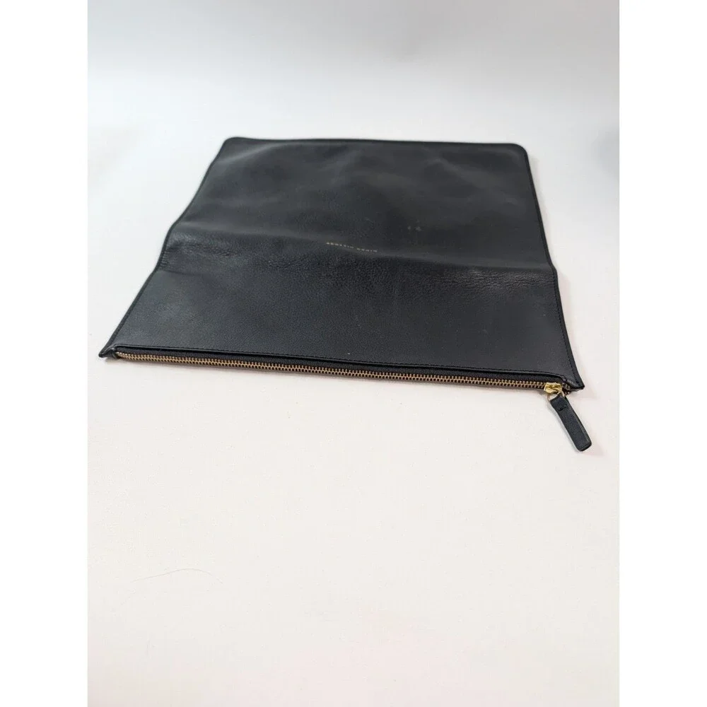 Minor History Black Folding 100% Leather Fold-Over Clutch Pouch